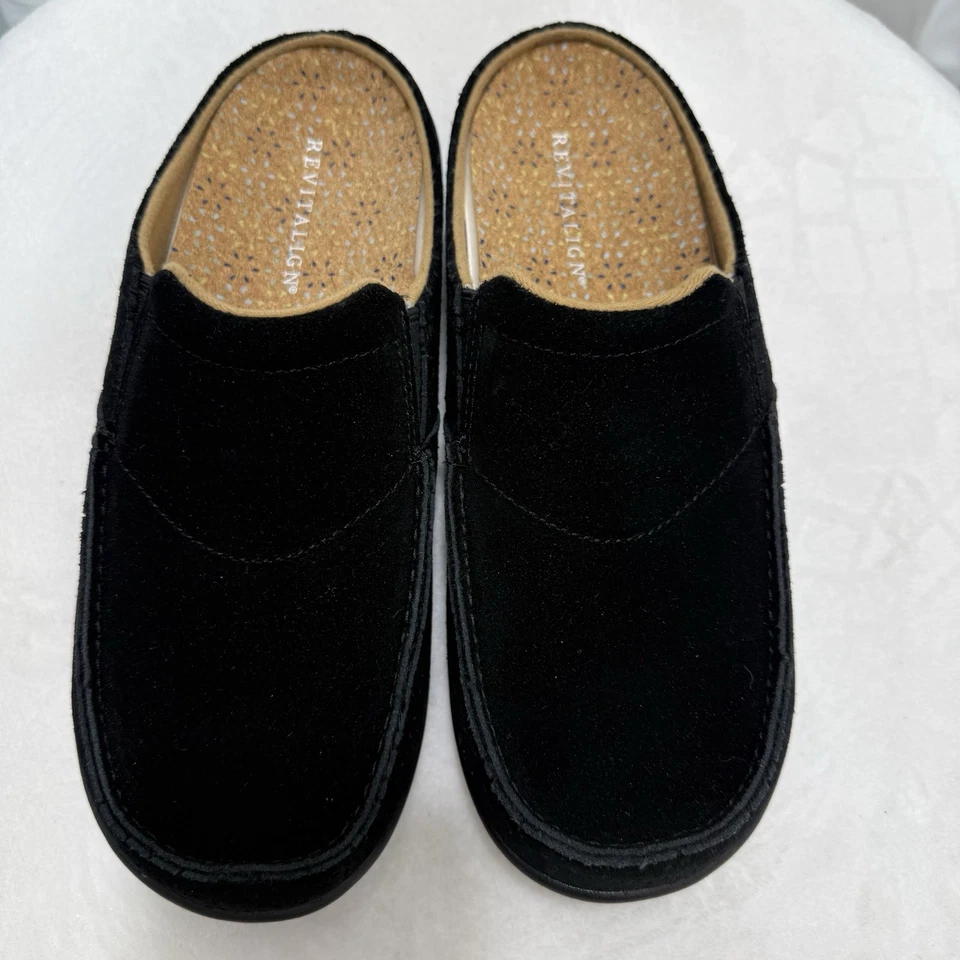 WACO Spenco Revitalign Siesta Mosaico Negro Gamuza Cuero Zapatos de Mula 9.5B Foto 3 de 4