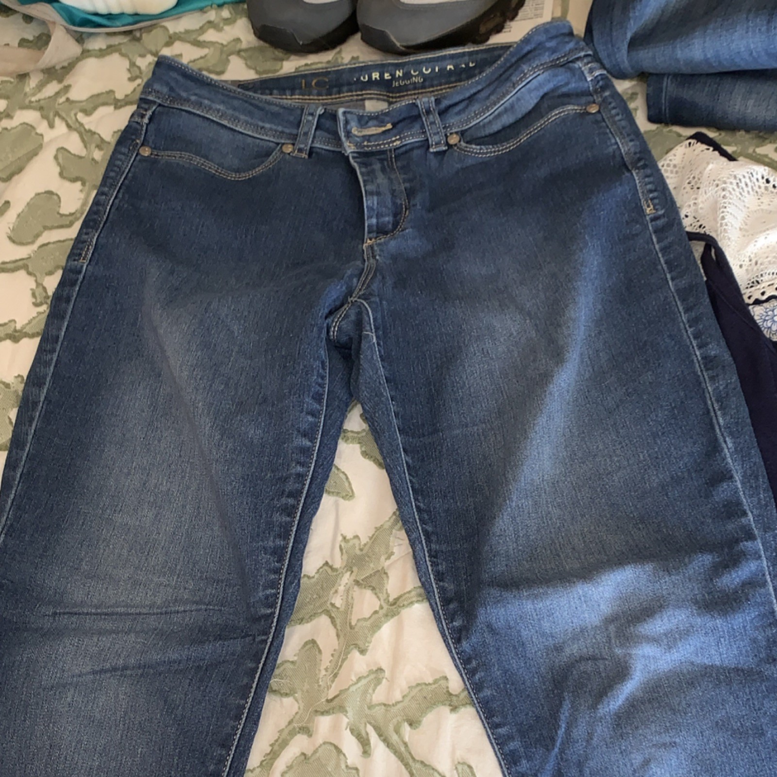 LC Lauren Conrad Women’s Jegging Jeans Denim Blue Solid Button Zip Pockets