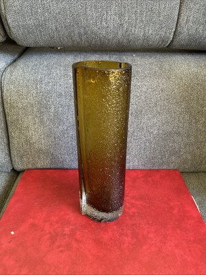 Vintage Riihimaki  Tamara Aladin Textur Glas Vase, Finnland, H 22 cm, Rar