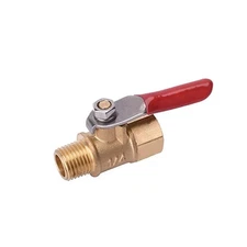 1/4" Brass Air Valve, Male/Female NPT, Red Handle, Secure & Long Lasting