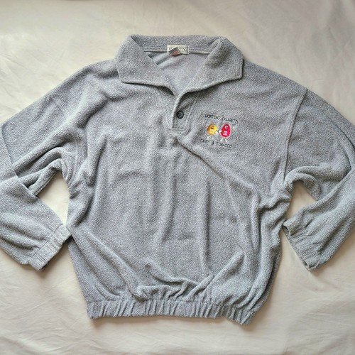 Rare Vintage 90s Ash City M&M's Montano Candy Tobacco Fleece Pullover Gray L