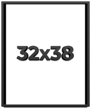 32x38 Shadow Box Frame Black | 1 inches Deep Real Wood Contemporary Shadowbox Di