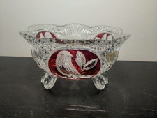 Hofbauer Bleikristall Schale – Red Bird – Dreifuß – Rot/Transparent