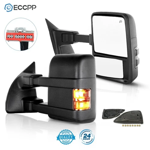 Pair for 08-16 Ford F250-F550 Super Duty Power Heated Smoke Signal Tow Mirrors