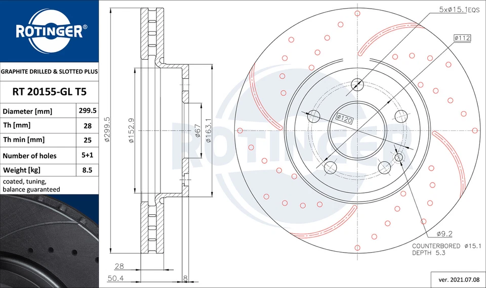 Disques De Frein Sport Graphite Rotinger Avant - Mercedes-Benz Viano - Photo 2/3