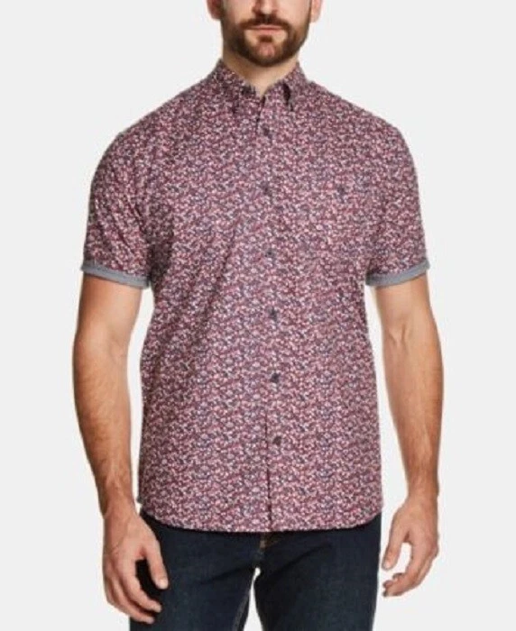 Weatherproof Vintage Men's Floral Leaf Printed Shirt, Size M, MSRP $55
