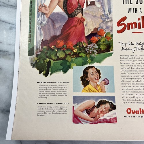 Ovaltine - Greet The Sun With A Smile! 1946 Vintage LIFE Color Print Ad Pin-up - Picture 5 of 9