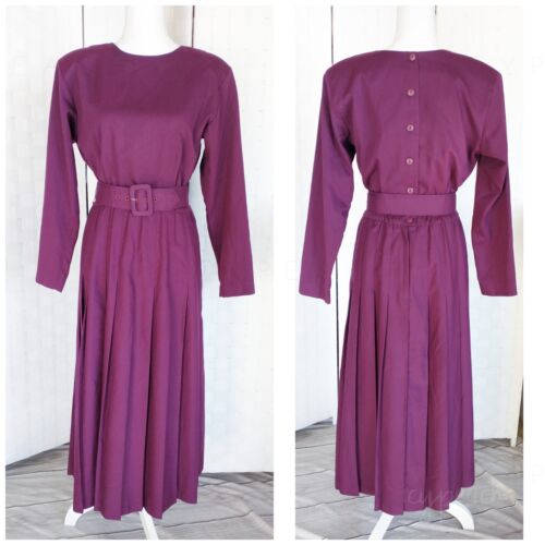 Essence by Mail Vtg Maxi Dress Size 8 Purple Belt… - image 1