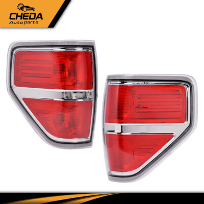KUAFU Pair Tail Light Assembly For Ford F-150 Pickup 2009-2014 – Red Lens/Chrome Housing (Replaces BL3Z13405AA)