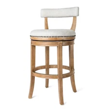 Maven Lane Kitchen Swivel Stool, Weathered Oak, Bar Height (Open Box) (2 Pack)