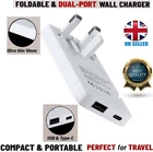 20W Ultra Slim USB-C & USB QC 3.0 Dual Port FAST Charger PD Plug Folding UK Port