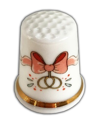 Personalisierte Hochzeitsschleife Fine Bone China Fingerhut, Hochzeitstag Verlobung