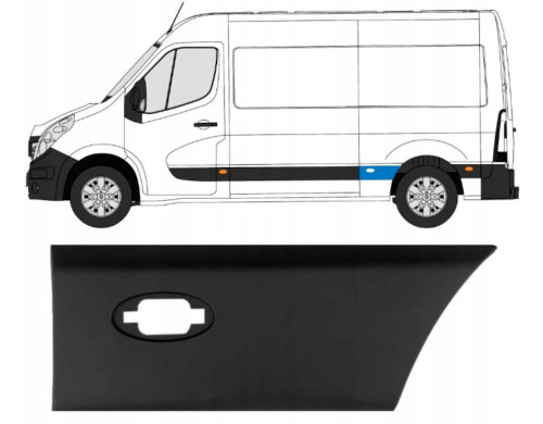Baguette de porte arriere gauche pour Renault Master 3 et Opel Movano 768F20002R en ABS noir