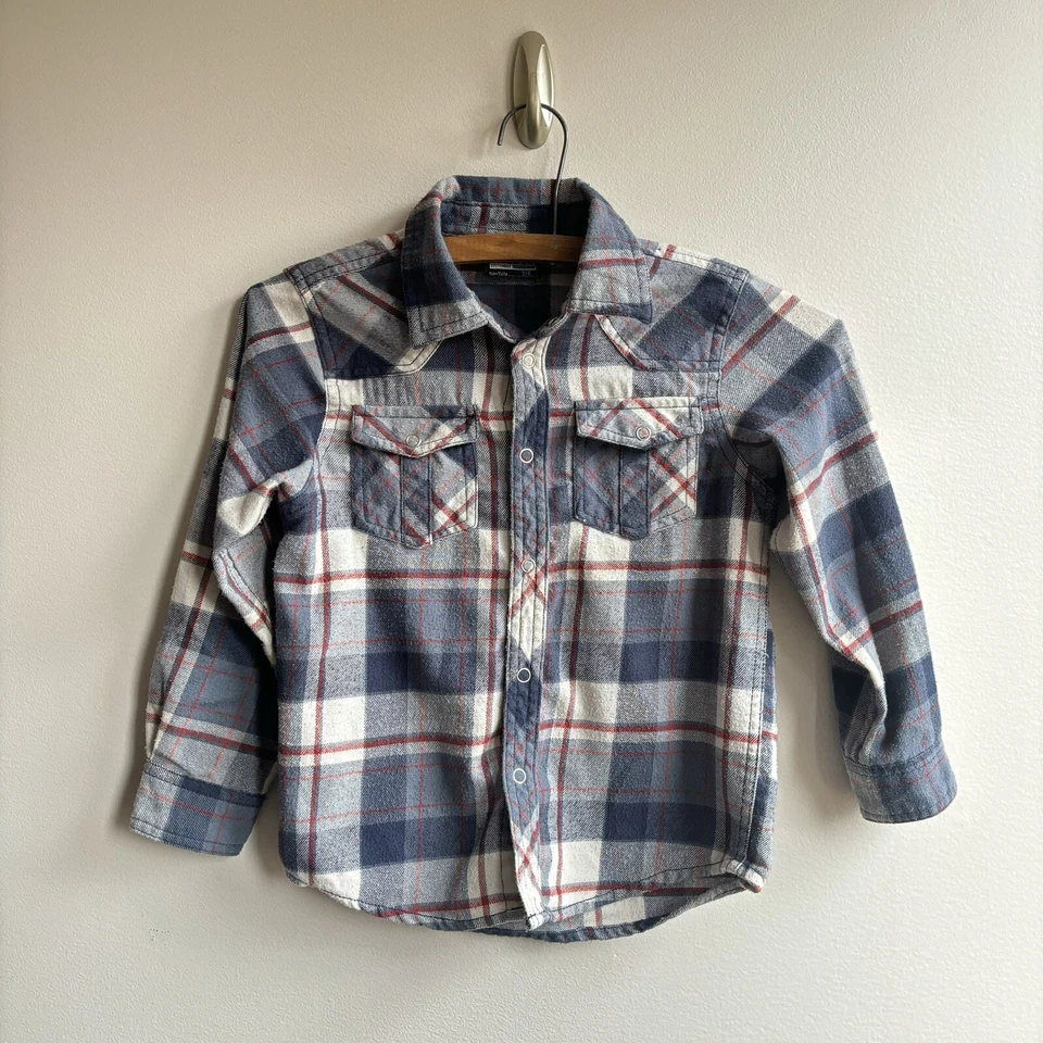 Camisa De Colección Franela a Cuadros Botones a Presión Azul Claro Clásico Occidental Años 90 Grunge Patinador Foto 2 de 4