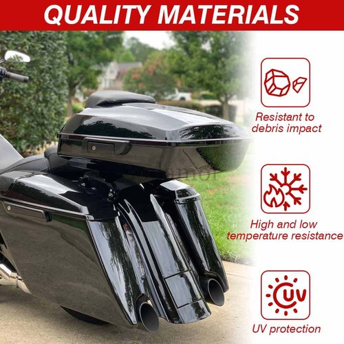 Vivid Black Extended Rear Fender W/ LED Light For HARLEY Touring Glide 1993-08 - Picture 5 of 24