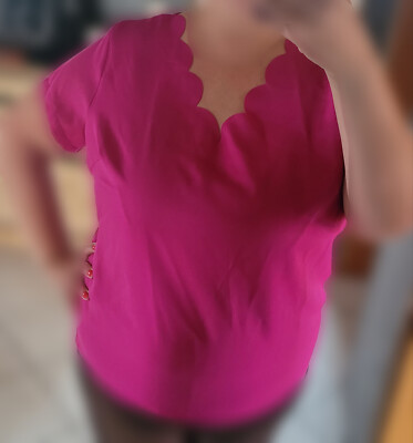 Damen 2XL Tshirt Bluse elegant Fuchsia kurzarm sexy plus size große Größen