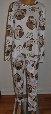 InterestPrint Pug Long Sleeve Pajama Set Lounge Wear