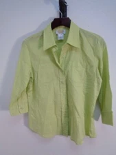 Talbots Petite  green 3/4 sleeve cotton
