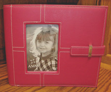 AMM Photo Album Scrapbook 9x10.5" Pink Faux Leather 16 two-sided 8x8" pgs  AA35