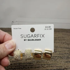 Sugarfix by Baublebar Crystal Hoop Earring Set Gold Tone Wide