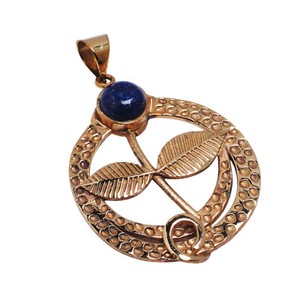 Authentic Moonstone,Lapis Gemstone Gold Plated Designer Pendant Size - 2 1/4" Ds-1304