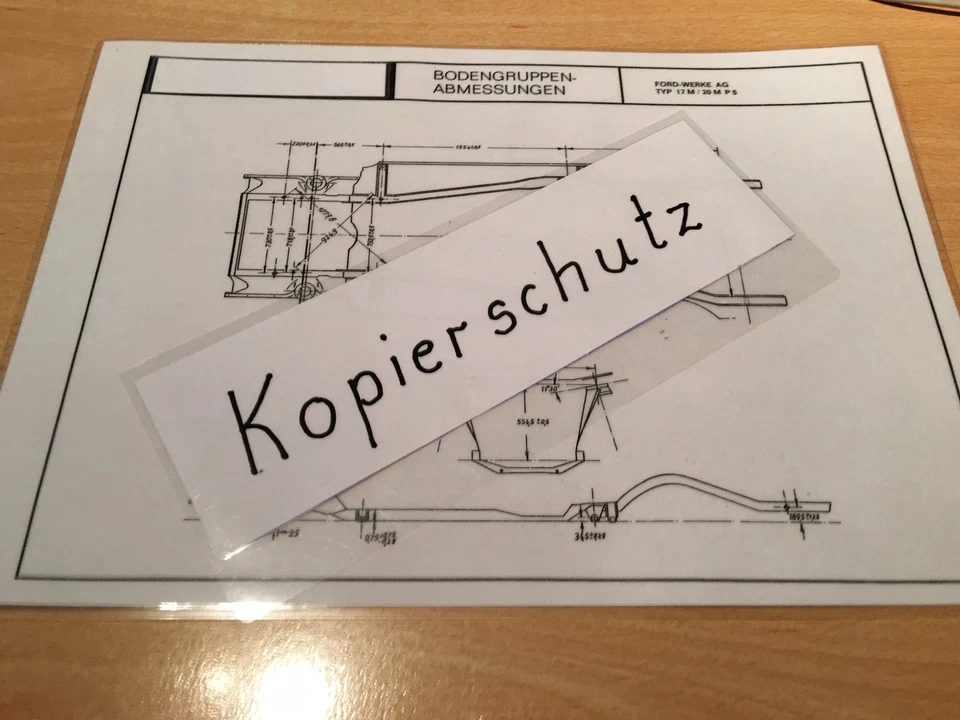 Maßplan Bodengruppe Ford Taunus P 5 17 M und 20 M - Bild 1 von 1