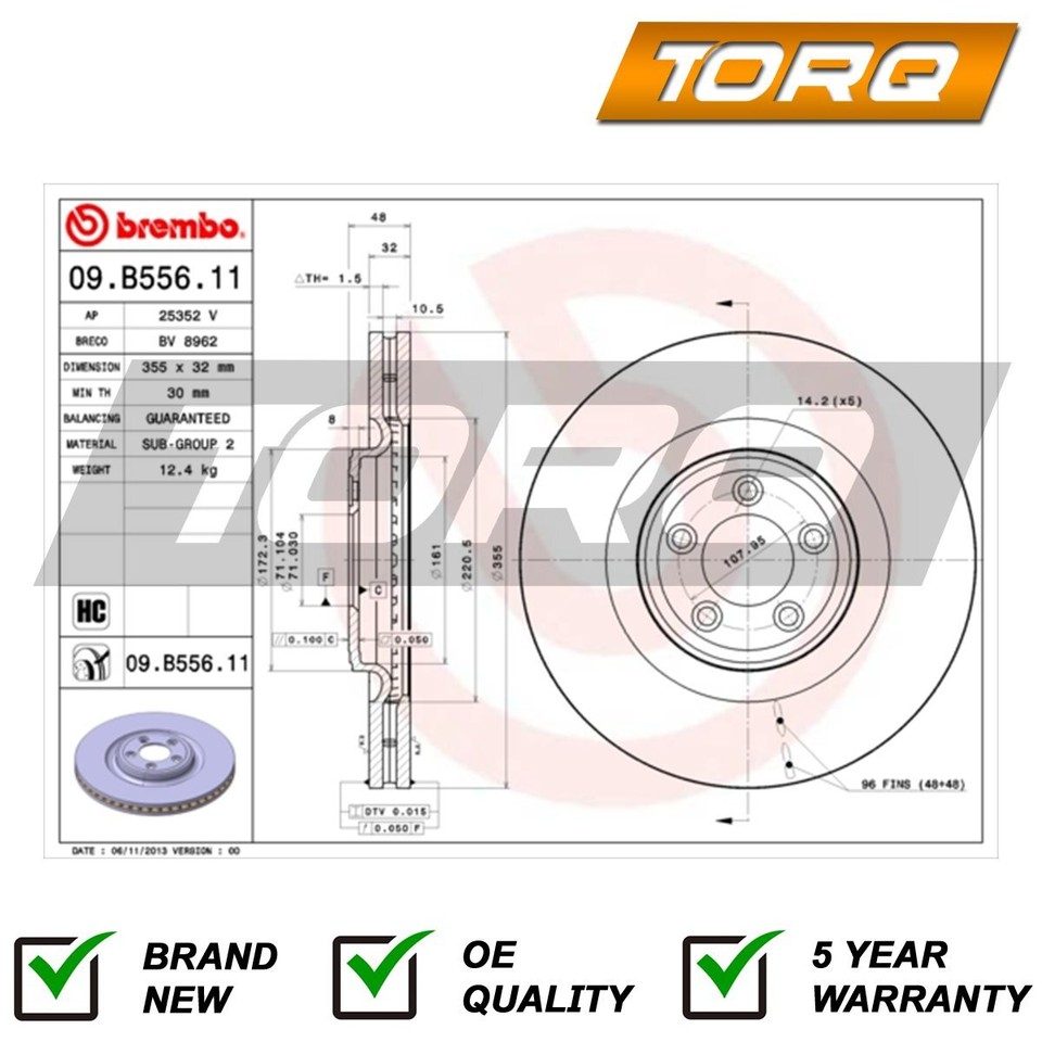 Brake Disc Front Torq Fits Jaguar XF XJ XK FType T2R5939 C2C25337 eBay