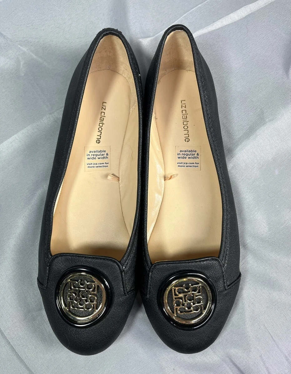 Liz Clairborne Selma Size 6 1 2 M Black Ballet Flats Shoes eBay