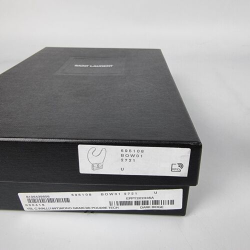 SAINT LAURENT Cassandre Envelope Dark Beige Grained Leather Chain Wallet New - Picture 11 of 11