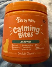 Zesty Paws Calming Bites, 60 Bacon Flavor Soft Chews For Cats, Best By 10/2027