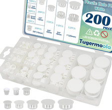 200PCS 8 Sizes Plastic White Hole Plugs for round Holes - 1/5" 1/4" 5/16" 3/8" 1