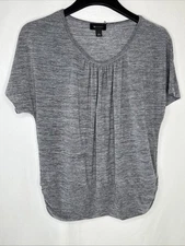 Women’s Large AB Studio Short Sleeve Gray/black Mingled Stretch Dress Shirt