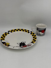 Vintage Gibson Looney Tunes Sylvester Tweety Bird Ceramic Plate Mug Dinner 1993