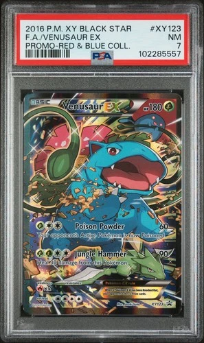2016 Pokemon XY Black Star Promo Venusaur Ex #XY123 NM PSA 7 Red & Blue Coll.