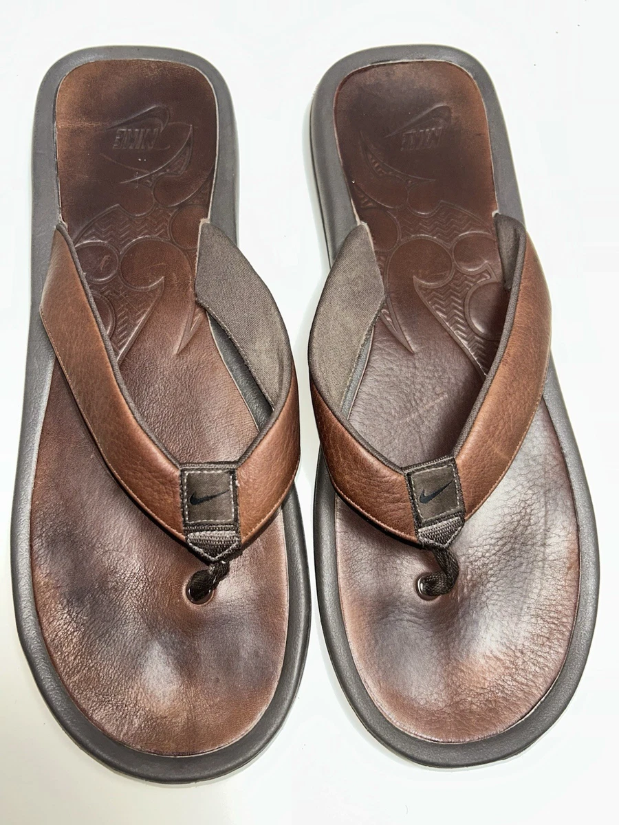 Nike ACG Men\'s Brown Leather Strap Flip Flops  Size 10 Nike ACG SideWinder Men Slide Sandals Leather/suede Thong  main image 3