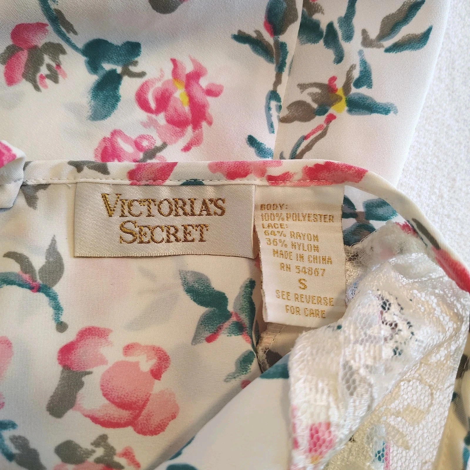 UNDERCOVER Abito da notte Victorias Secret vintage etichetta oro anni 90 raso floreale slip pizzo PICCOLO
