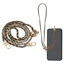Phone Lanyard, 47" Adjustable Crossbody Phone Gold Chain with Tether Tab, Black