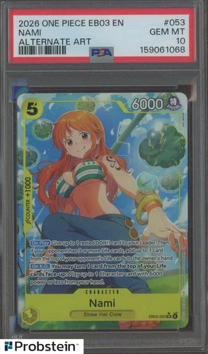 2026 One Piece EB03 En Alternate Art #053 Nami PSA 10 GEM MINT