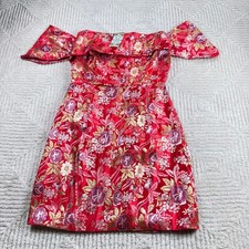 Boohoo Mini Dress Women's 8 Tall Red Oriental Jacquard Party Lunar Year Brocade
