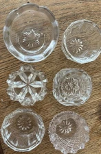 Lot Of 6 Antique Open Glass Salt Cellars Various Shapes
