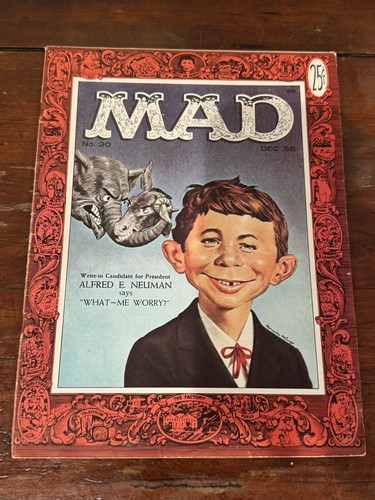 VINTAGE MAD MAGAZINE NOV DEC 1956 VOL 1 #30 – FIRST ALFRED E. NEUMAN COVER USA