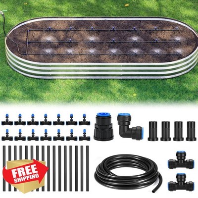 HIRALIY Raised Bed Drip Irrigation Kit Medium, DIY Garden Grid Watering Syste...