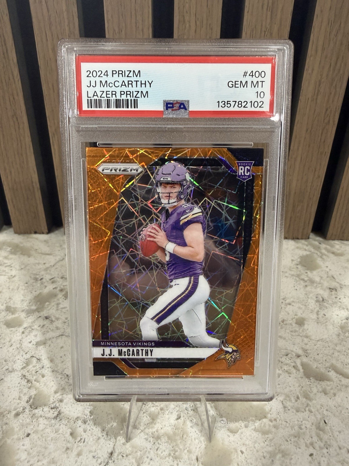 2024 Panini Prizm - Rookies J.J. McCarthy #400 Lazer Prizm (RC) PSA 10 Gem Mint