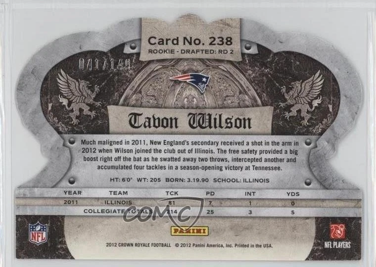 2012 Crown Royale Holo Silver /149 Tavon Wilson #238 Rookie RC - Image 2 of 2