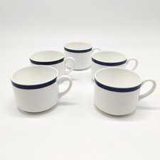 Wedgwood Commercial Fine Hotelware Set of x 5 White & Blue Trim Tea Coffee Cups