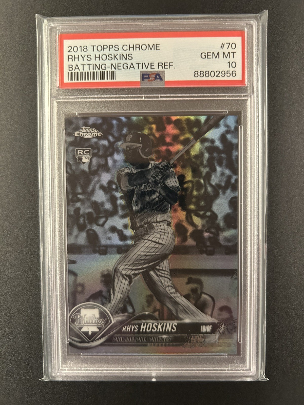 2018 Topps Chrome Rhys Hoskins Negative Refractor Rookie Card #70 PSA 10 GM MINT