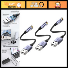 USB to 3.5mm Audio Adapter, TRRS Aux Cable for PC, PS4, PS5 - 3 Pack, 20cm Nylon
