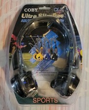 NOS Vintage COBY Sports CX-22 Ultra Slimline AM/FM Headphone Radio 2002 NISB
