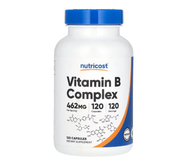 Nutricost, Vitamin B Complex, Vitamin-B-Komplex, 462 mg, 120 Kapseln