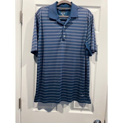 Greg Norman ML75 Play Dry Golf Polo Shirt Mens Large Blue Striped Short Sleeve